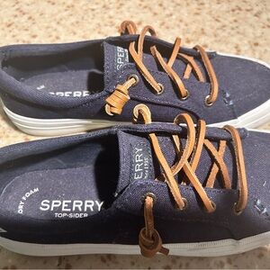 Sperry Navy Canvas navy Top Slider with Brown Laces